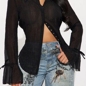 Elegant Black Sheer Women's Top